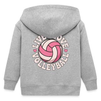 Live Love Volleyball - Pink Love Design - Kids Organic Zip-up Hoodie by Stanley/Stella - heather grey - Back