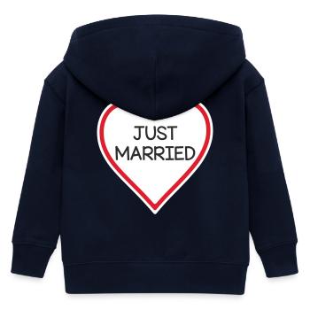 Herzbanner Just Verheiratet - Kinder Organic Kapuzenjacke Mini Cultivator von Stanley/Stella - Navy - Hinten