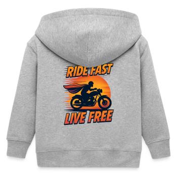 Ride Fast Live Free - Kids Organic Zip-up Hoodie by Stanley/Stella - heather grey - Back