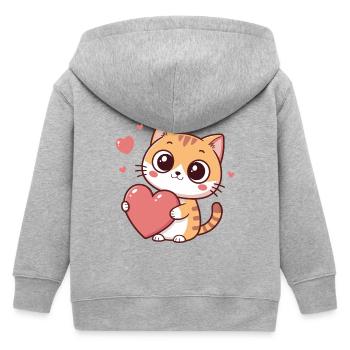 Chat cœur kawaii amoureuse - Veste à capuche enfant bio Stanley/Stella - gris chiné - Dos