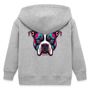 Neon Pitbull Portrait - Kids Organic Zip-up Hoodie by Stanley/Stella - heather grey - Back