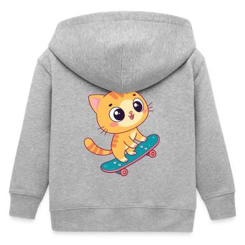 Kawaii-Kätzchen auf Skateboard - Kinder Organic Kapuzenjacke Mini Cultivator von Stanley/Stella - Grau meliert - Hinten