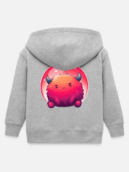 Fluffiges Monstergesicht Gradient - Kinder Organic Kapuzenjacke Mini Cultivator von Stanley/Stella - Grau meliert
