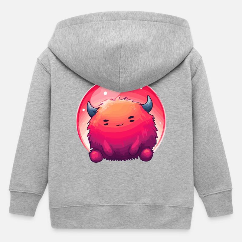 Fluffiges Monstergesicht Gradient - Kinder Organic Kapuzenjacke Mini Cultivator von Stanley/Stella - Grau meliert