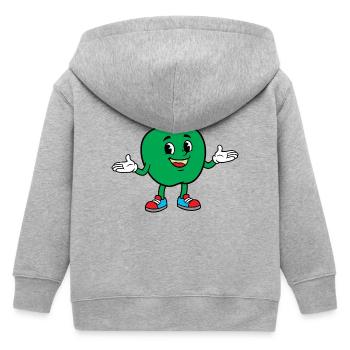 Grünes Apfel-Maskottchen in Turnschuhen - Kinder Organic Kapuzenjacke Mini Cultivator von Stanley/Stella - Grau meliert - Hinten