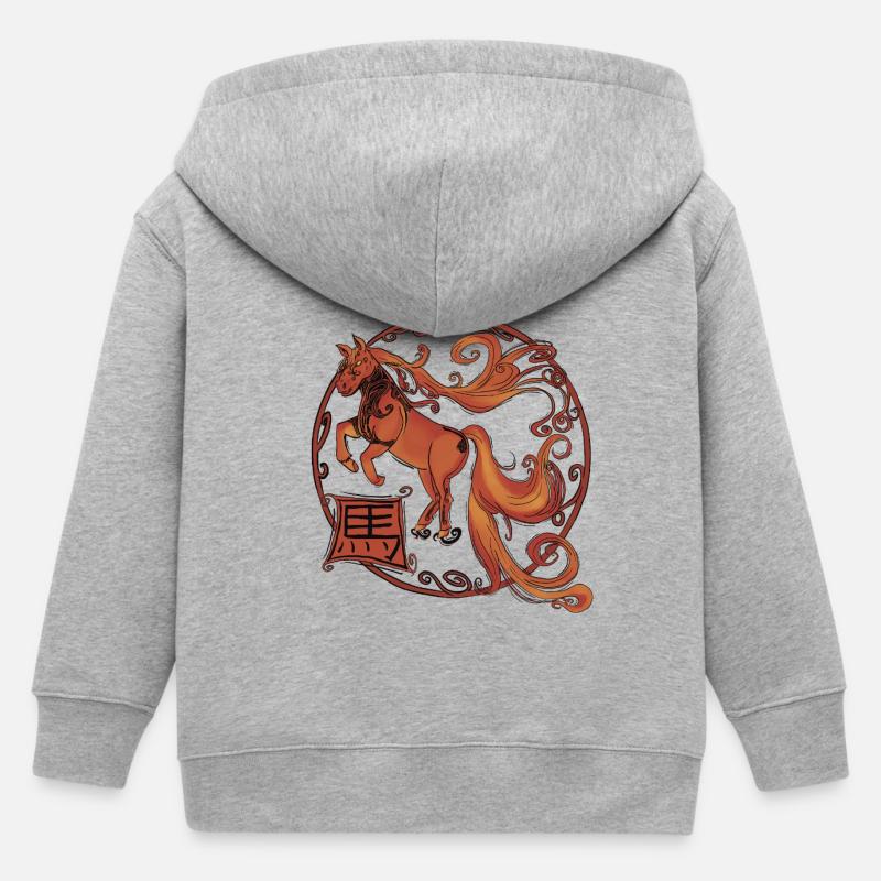 Cheval de Feu - Veste à capuche enfant bio Stanley/Stella - gris chiné