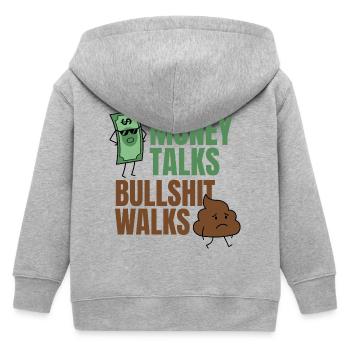 Geld redet Bullshit Walks lustiges Zitat - Kinder Organic Kapuzenjacke Mini Cultivator von Stanley/Stella - Grau meliert - Hinten