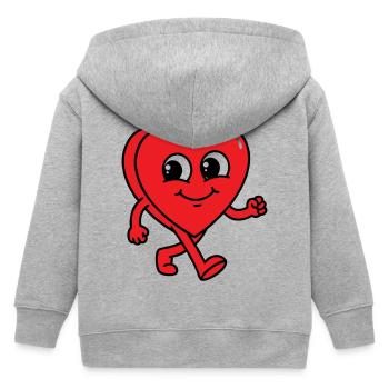 Walking Heart - Kids Organic Zip-up Hoodie by Stanley/Stella - heather grey - Back