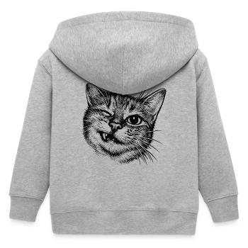 Witzige Katze – Zwinkerndes Halftone Motiv - Kinder Organic Kapuzenjacke Mini Cultivator von Stanley/Stella - Grau meliert - Hinten