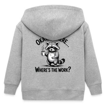 Lustiger Waschbär-Kaffee-Büro-Humor - Kinder Organic Kapuzenjacke Mini Cultivator von Stanley/Stella - Grau meliert - Hinten