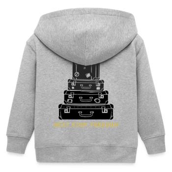 Suitcase Stack Freedom Saying - Kids Organic Zip-up Hoodie by Stanley/Stella - heather grey - Back