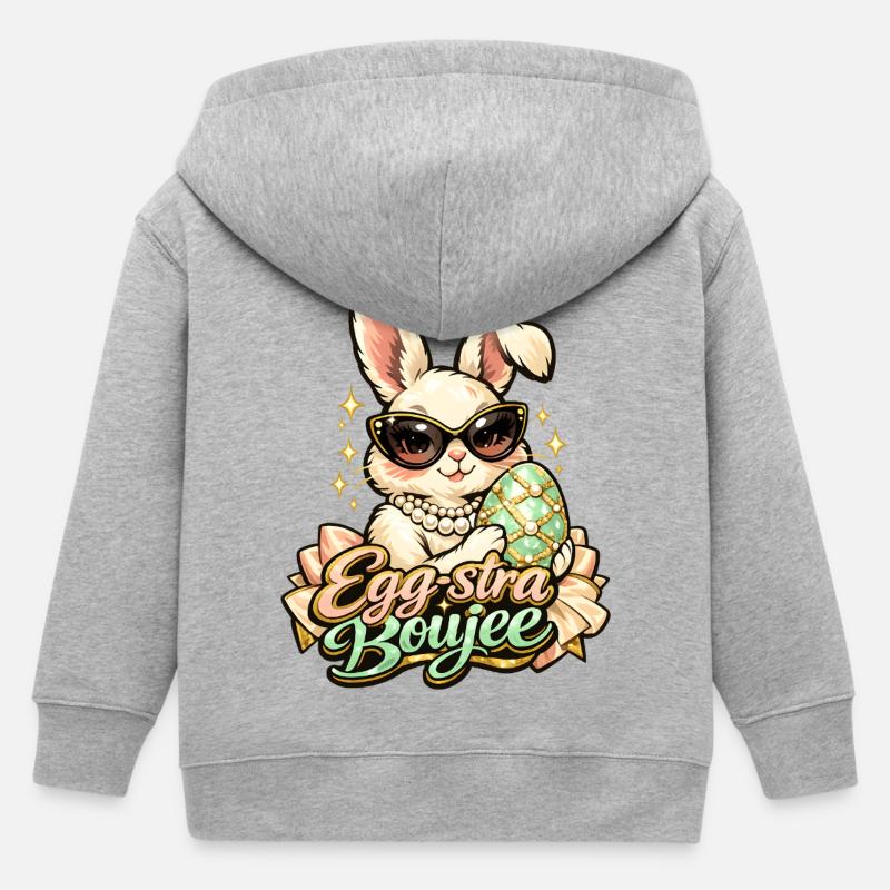 Pâques Egg-stra Boujee Lapin de Pâques - Veste à capuche enfant bio Stanley/Stella - gris chiné