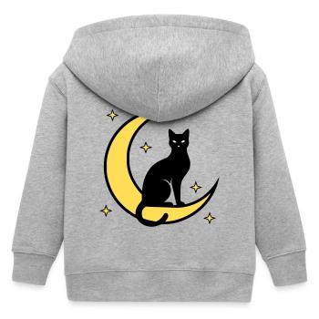 Chat Lune Étoiles Sorcellerie - Veste à capuche enfant bio Stanley/Stella - gris chiné - Dos
