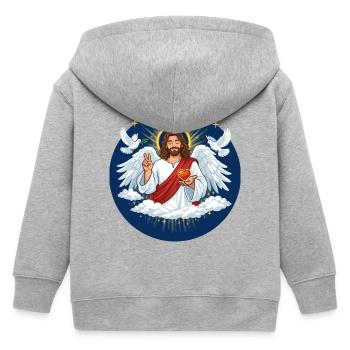 Himmlische Liebe: Jesus mit Herz - Kinder Organic Kapuzenjacke Mini Cultivator von Stanley/Stella - Grau meliert - Hinten