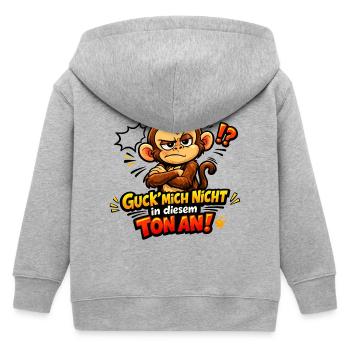 Guck mich nicht in diesem Ton an lustiger Affe - Kinder Organic Kapuzenjacke Mini Cultivator von Stanley/Stella - Grau meliert - Hinten