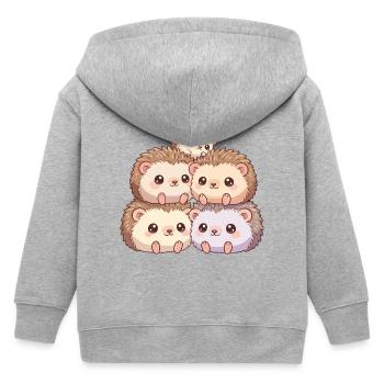 Kuschelige Igelfamilie - Kinder Organic Kapuzenjacke Mini Cultivator von Stanley/Stella - Grau meliert - Hinten
