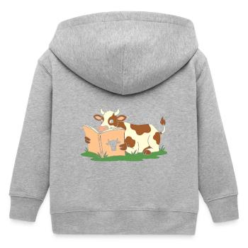 Kuh beim Lesen im Gras - Kinder Organic Kapuzenjacke Mini Cultivator von Stanley/Stella - Grau meliert - Hinten