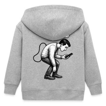 Battery Low: Phone Fatigue - Kids Organic Zip-up Hoodie by Stanley/Stella - heather grey - Back