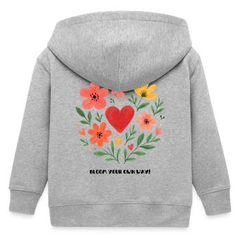bloom your own way - Kids Organic Zip-up Hoodie by Stanley/Stella - heather grey - Back