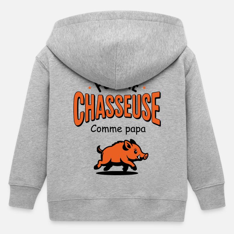 future_chasseuse_comme_papa - Veste à capuche enfant bio Stanley/Stella - gris chiné