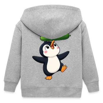 Süßer Pinguin Comic Gurke Artist Gleichgewicht - Kinder Organic Kapuzenjacke Mini Cultivator von Stanley/Stella - Grau meliert - Hinten