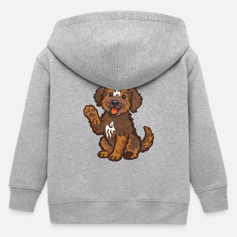 Doodle Brown-Tri - Chiot câlin - Veste à capuche enfant bio Stanley/Stella - gris chiné