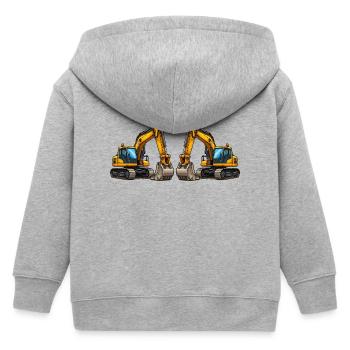 Bagger Fahrzeuge - Kinder Organic Kapuzenjacke Mini Cultivator von Stanley/Stella - Grau meliert - Hinten