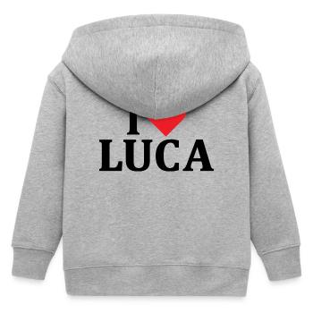 T-Shirt-Name Ich liebe Luca T-Shirt-Geschenkidee - Kinder Organic Kapuzenjacke Mini Cultivator von Stanley/Stella - Grau meliert - Hinten
