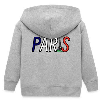 Paris silhouette with Eiffel Tower play of colors - Kids Organic Zip-up Hoodie by Stanley/Stella - heather grey - Back