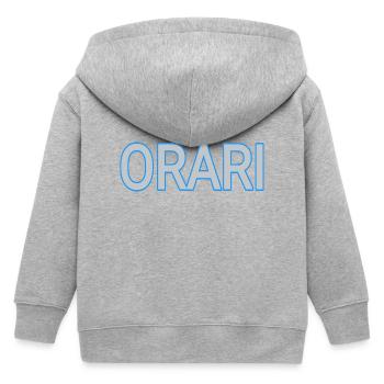 Orani text - Kids Organic Zip-up Hoodie by Stanley/Stella - heather grey - Back