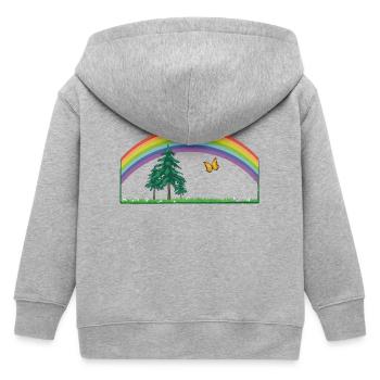 Arc-en-ciel arc-en-ciel avec prairie et papillon - Veste à capuche enfant bio Stanley/Stella - gris chiné - Dos