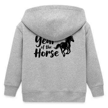Year of the Horse Horse Lettering - Kids Organic Zip-up Hoodie by Stanley/Stella - heather grey - Back