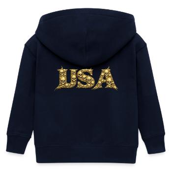 USA Schädelranke Gothic Logo - Kinder Organic Kapuzenjacke Mini Cultivator von Stanley/Stella - Navy - Hinten