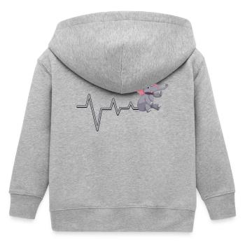 Elephant Heartbeat Cute Design - Kids Organic Zip-up Hoodie by Stanley/Stella - heather grey - Back