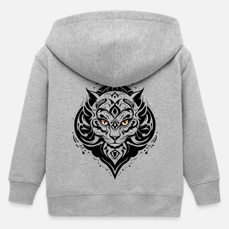 TATOUAGE CHAT NOIR - Veste à capuche enfant bio Stanley/Stella - gris chiné