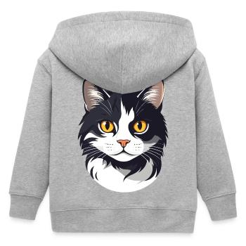 schwarz weiß Katzenkopf Grafik süß Katze Goldaugen - Kinder Organic Kapuzenjacke Mini Cultivator von Stanley/Stella - Grau meliert - Hinten
