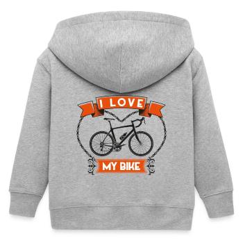 J’aime Mon Vélo – I Love My Bike - Kids Organic Zip-up Hoodie by Stanley/Stella - heather grey - Back
