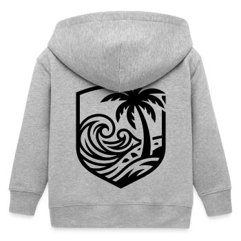 Palm Trees Beach Ocean - Kids Organic Zip-up Hoodie by Stanley/Stella - heather grey - Back