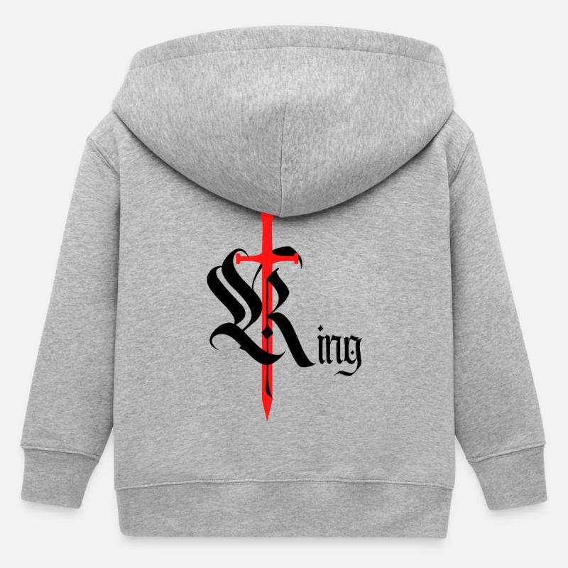 Roi gothique Design avec épée noir t - Veste à capuche enfant bio Stanley/Stella - gris chiné