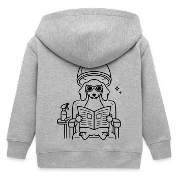 Hund Dackel beim Frisör Minimalistisch Line Art - Kinder Organic Kapuzenjacke Mini Cultivator von Stanley/Stella - Grau meliert - Hinten