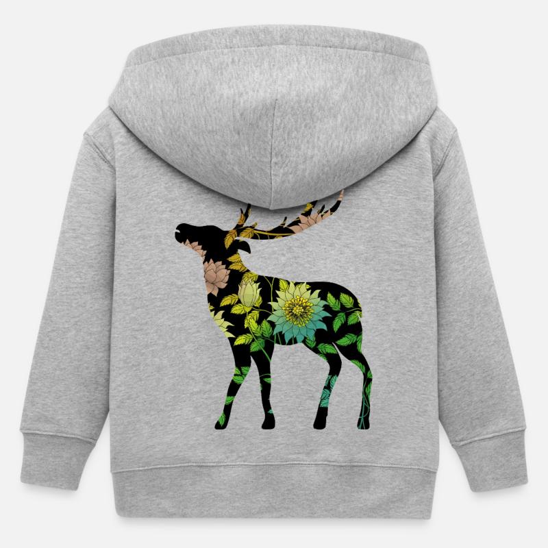 Cerf - Veste à capuche enfant bio Stanley/Stella - gris chiné