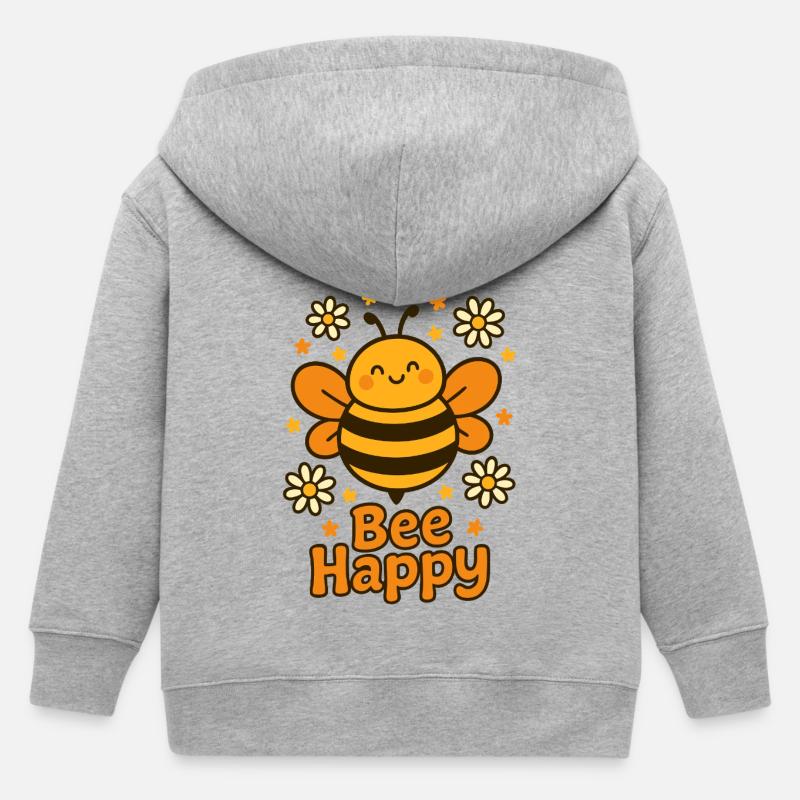 Abeille douce - Abeille heureuse - Veste à capuche enfant bio Stanley/Stella - gris chiné