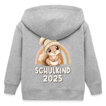School Child 2025 Squirrel School Enrollment School - Kids Organic Zip-up Hoodie by Stanley/Stella - heather grey - Back