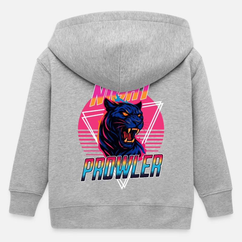 Conception rétro de la panthère Prawler de nuit - Veste à capuche enfant bio Stanley/Stella - gris chiné