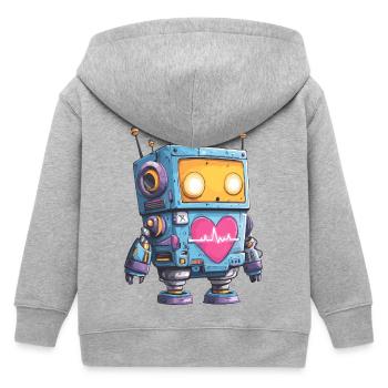 Herzroboter Neon Herz Beat - Kinder Organic Kapuzenjacke Mini Cultivator von Stanley/Stella - Grau meliert - Hinten