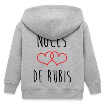 Noce de Rubis 35 ans de mariage - Veste à capuche enfant bio Stanley/Stella - gris chiné - Dos