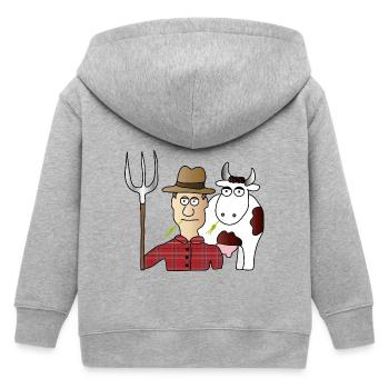 Bauer & Kuh | Landwirt | Kühe | Melken | Mistgabel - Kinder Organic Kapuzenjacke Mini Cultivator von Stanley/Stella - Grau meliert - Hinten