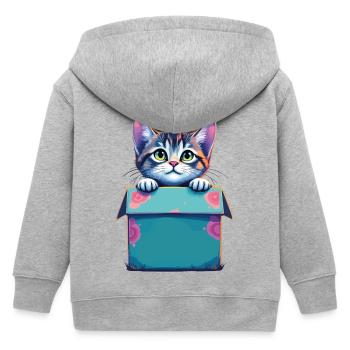 Chat assis dans un emballage en carton Humour drôle typique - Veste à capuche enfant bio Stanley/Stella - gris chiné - Dos