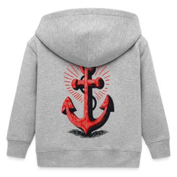 Rotes Anker Sonnenstrahl Muster - Kinder Organic Kapuzenjacke Mini Cultivator von Stanley/Stella - Grau meliert - Hinten