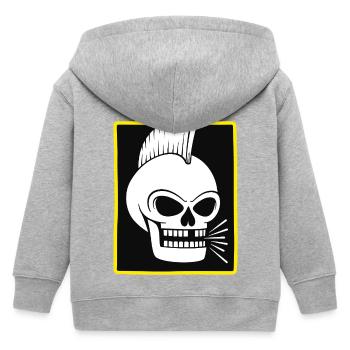 Punk Rock Skull With Mohawk - Kids Organic Zip-up Hoodie by Stanley/Stella - heather grey - Back